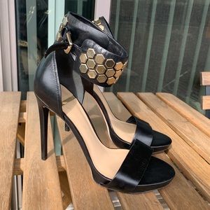 Marciano black leather stilettos